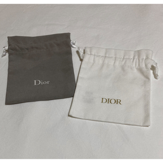 ディオール(Dior)のDior 巾着 グレー 白(ポーチ)