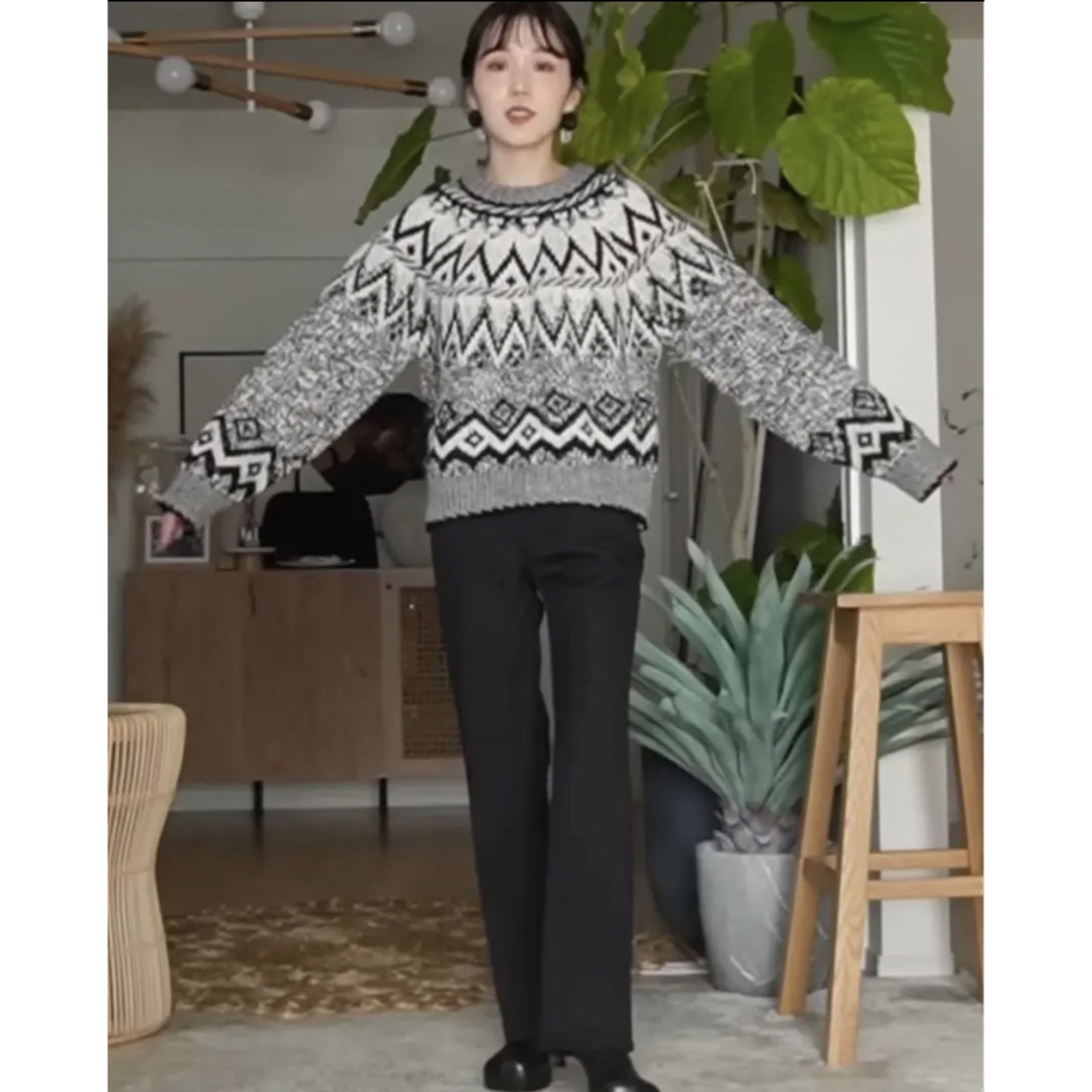 Zara セーター　ニット　ジャガード　グレー