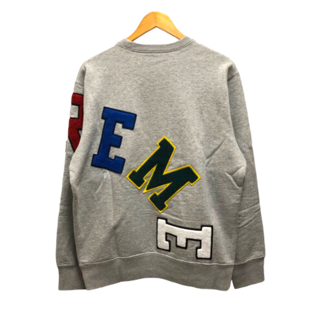 シュプリーム 20FW トレーナー コットン ワッペン 裏起毛 長袖 M グレー