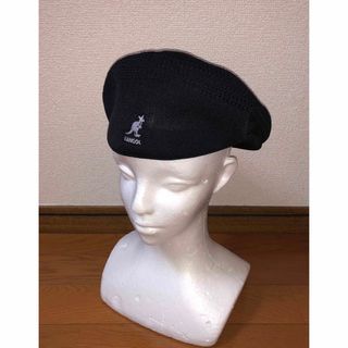 カンゴール(KANGOL)のM 美品 KANGOL ハンチングキャップ ブラック 黒 カンゴール ベレー帽(ハンチング/ベレー帽)