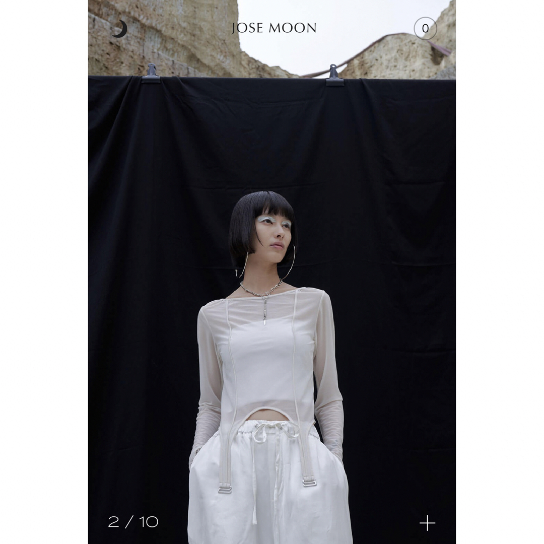 eimy istoire(エイミーイストワール)のJOSEMOON GARTER DESIGN SHEER TOPS レディースのトップス(カットソー(長袖/七分))の商品写真