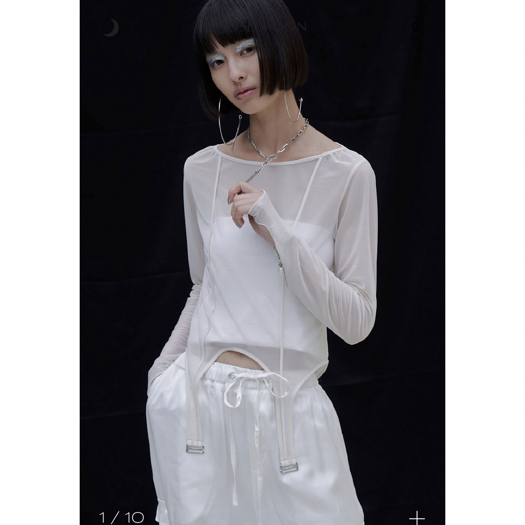 eimy istoire(エイミーイストワール)のJOSEMOON GARTER DESIGN SHEER TOPS レディースのトップス(カットソー(長袖/七分))の商品写真