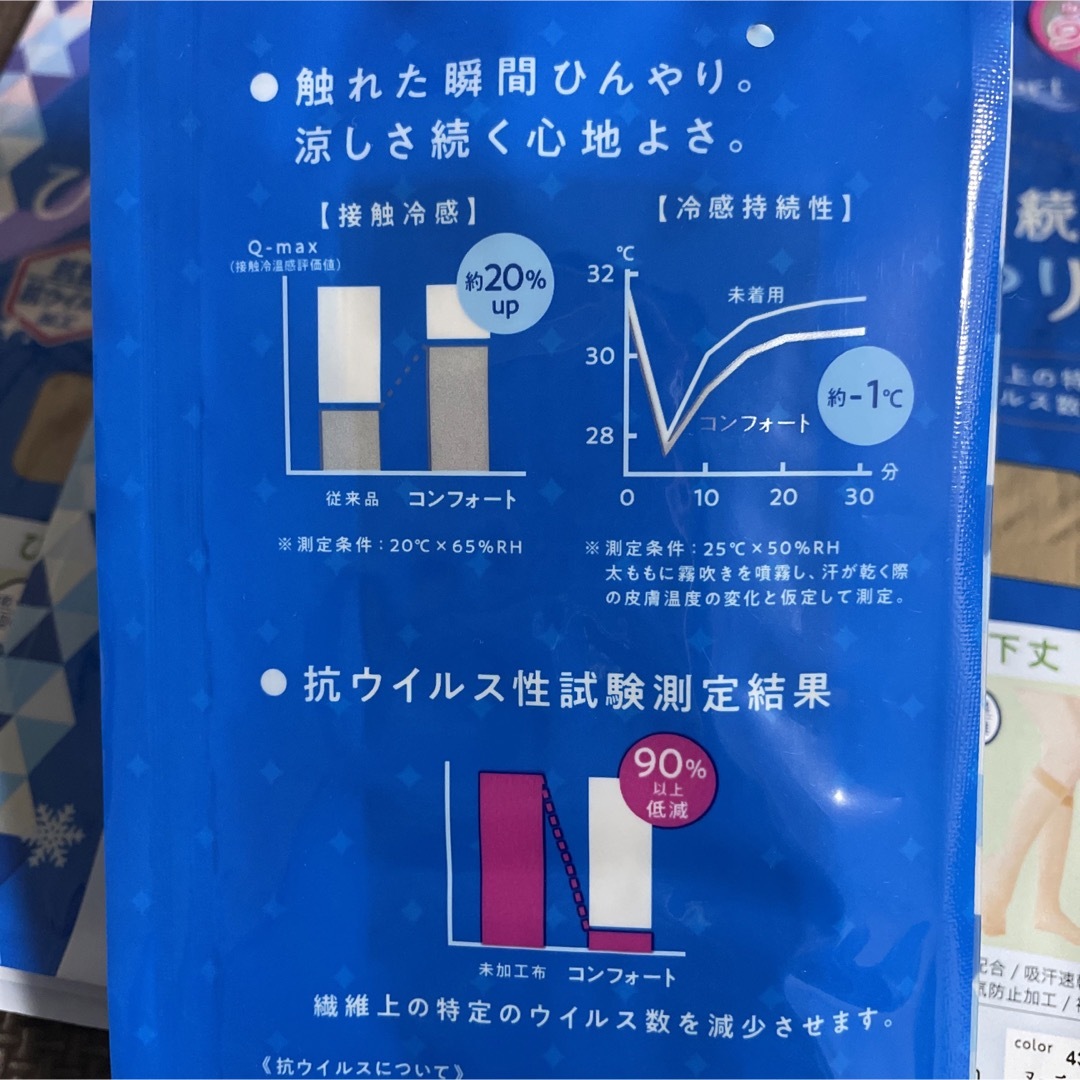 冷感　Ｌ〜ＬＬ　アツギ　コンフォート　ストッキング　4足セット　ヌーディベージュ