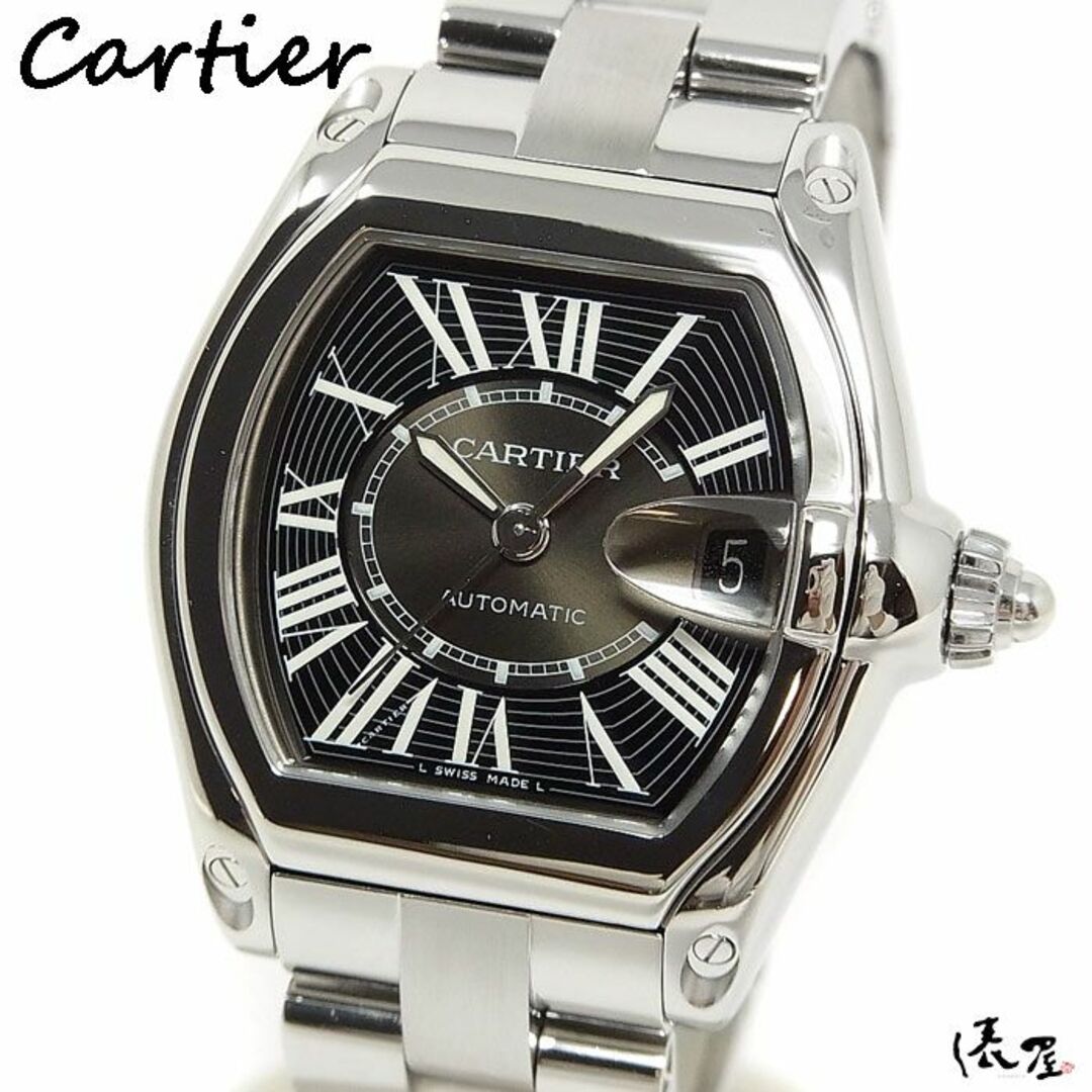 【絶版モデル】カルティエ ロードスター LM 自動巻 OH済 黒文字盤 SS メンズ Cartier 時計 腕時計 【送料無料】