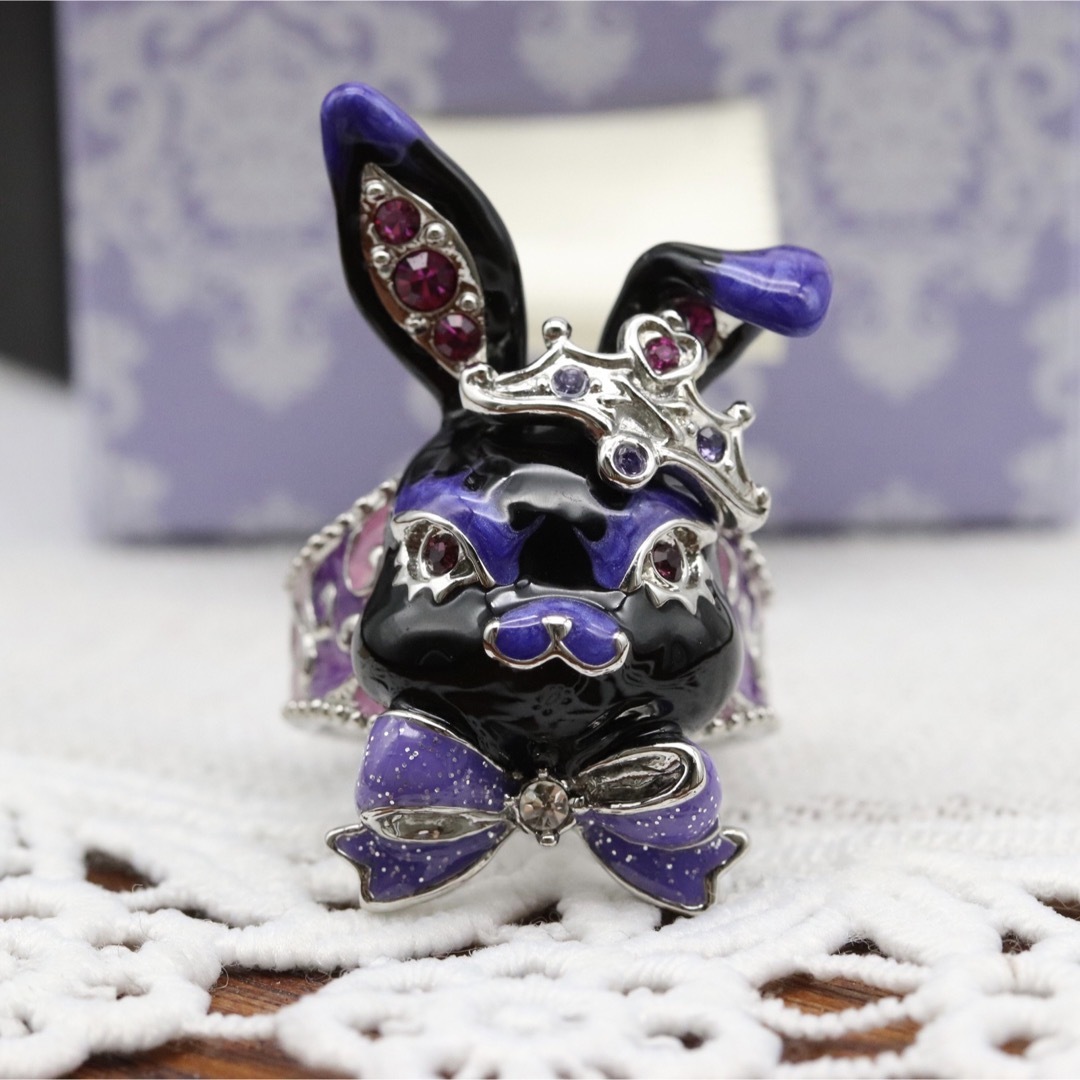 【新品未使用】ANNA SUI 財布 うさぎ 兎 L字 黒 アナスイ アンティー