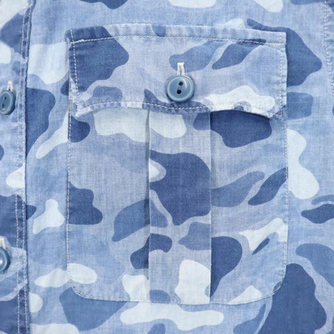 RRL - ダブルアールエル 総柄 半袖 シャツ XS ブルー系 RRL
