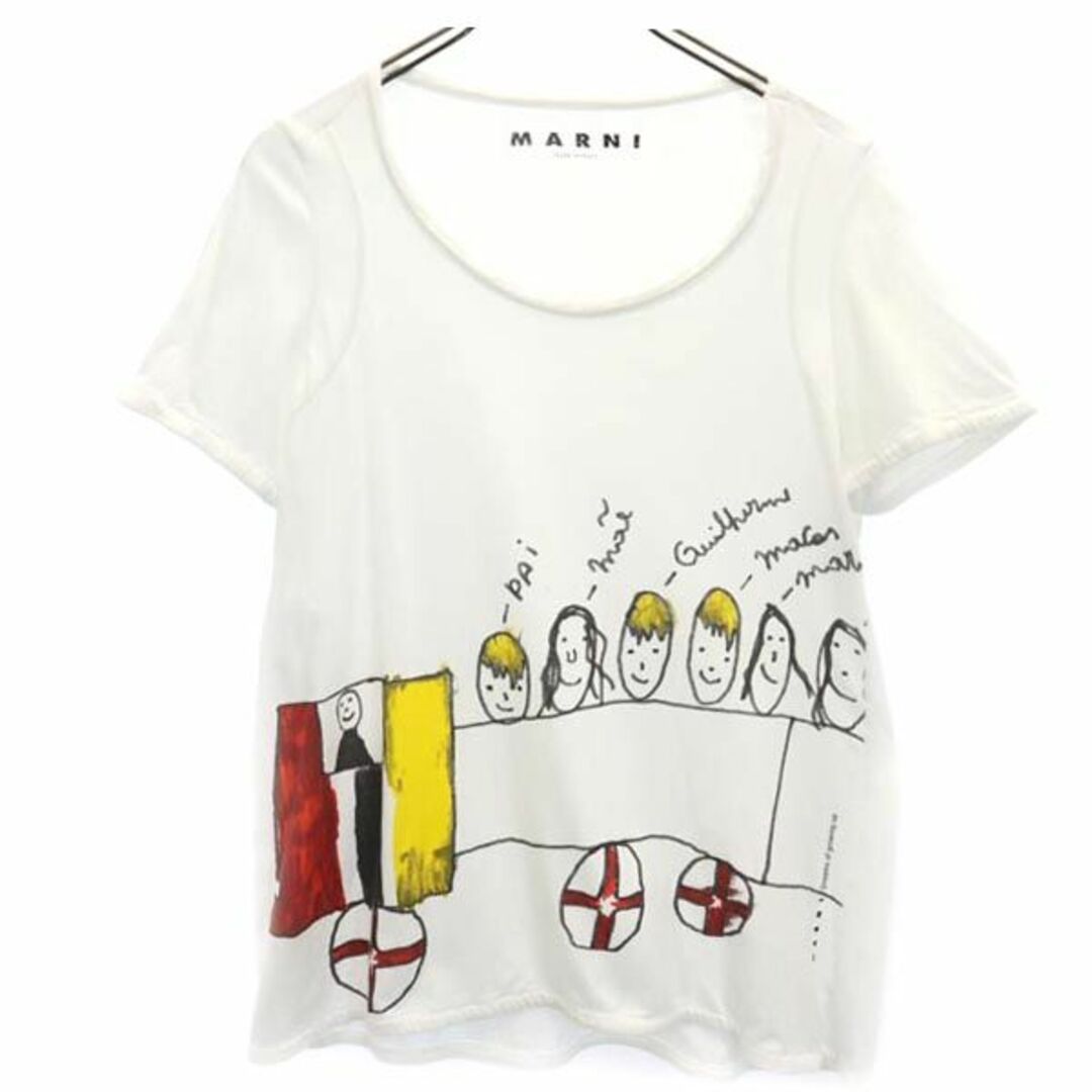 マルニ イタリア製 プリント 半袖 Tシャツ 42 ホワイト系 MARNI ロゴ レディース   【230705】 メール便可