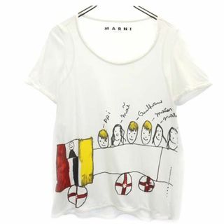 マルニ(Marni)のマルニ イタリア製 プリント 半袖 Tシャツ 42 ホワイト系 MARNI ロゴ レディース 【中古】  【230705】 メール便可(Tシャツ(半袖/袖なし))