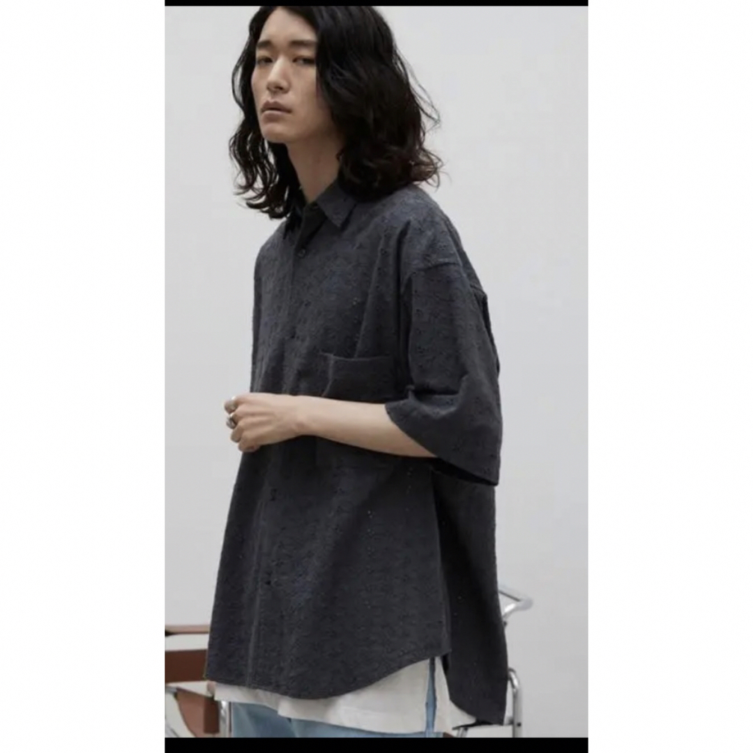 EMBROIDERY SHEER SHIRT  チャコールグレー