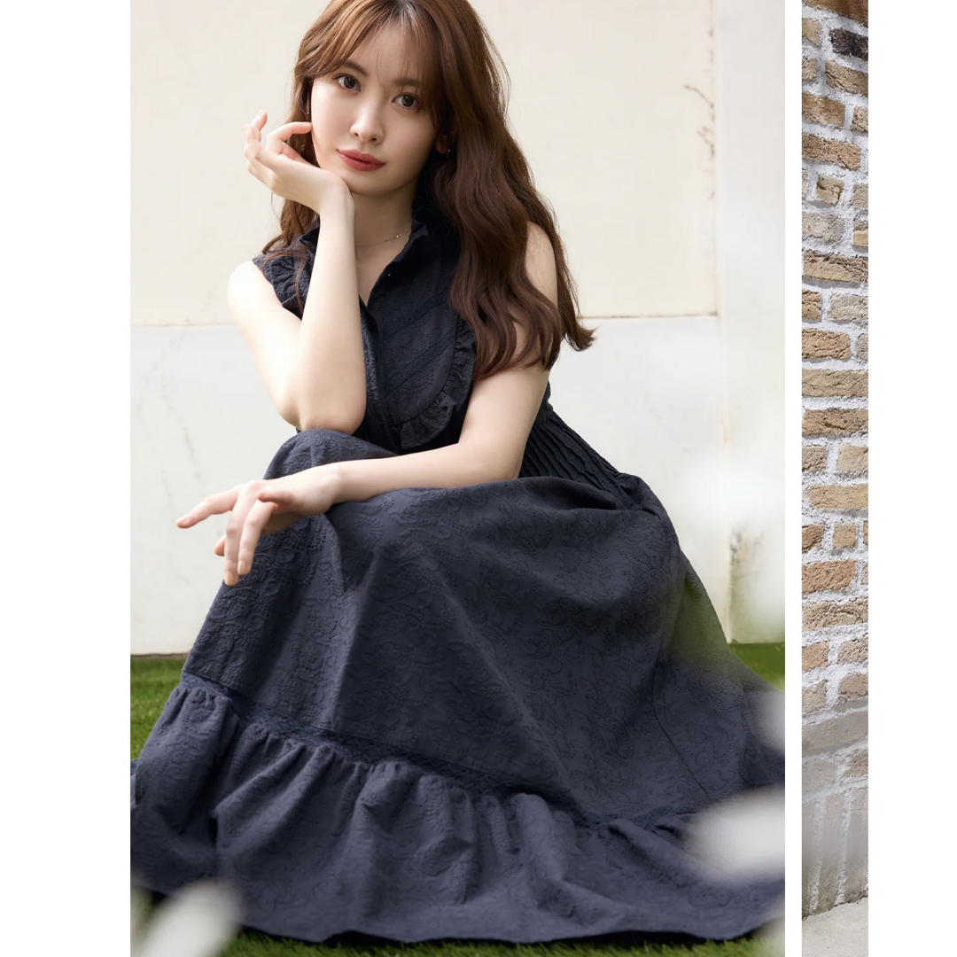 Paisley Cotton Lace Long Dress ブラック S