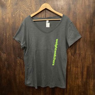 アメリカ古着 プリントT 半袖 Vネックカットソー グレー Vネック(Tシャツ/カットソー(半袖/袖なし))