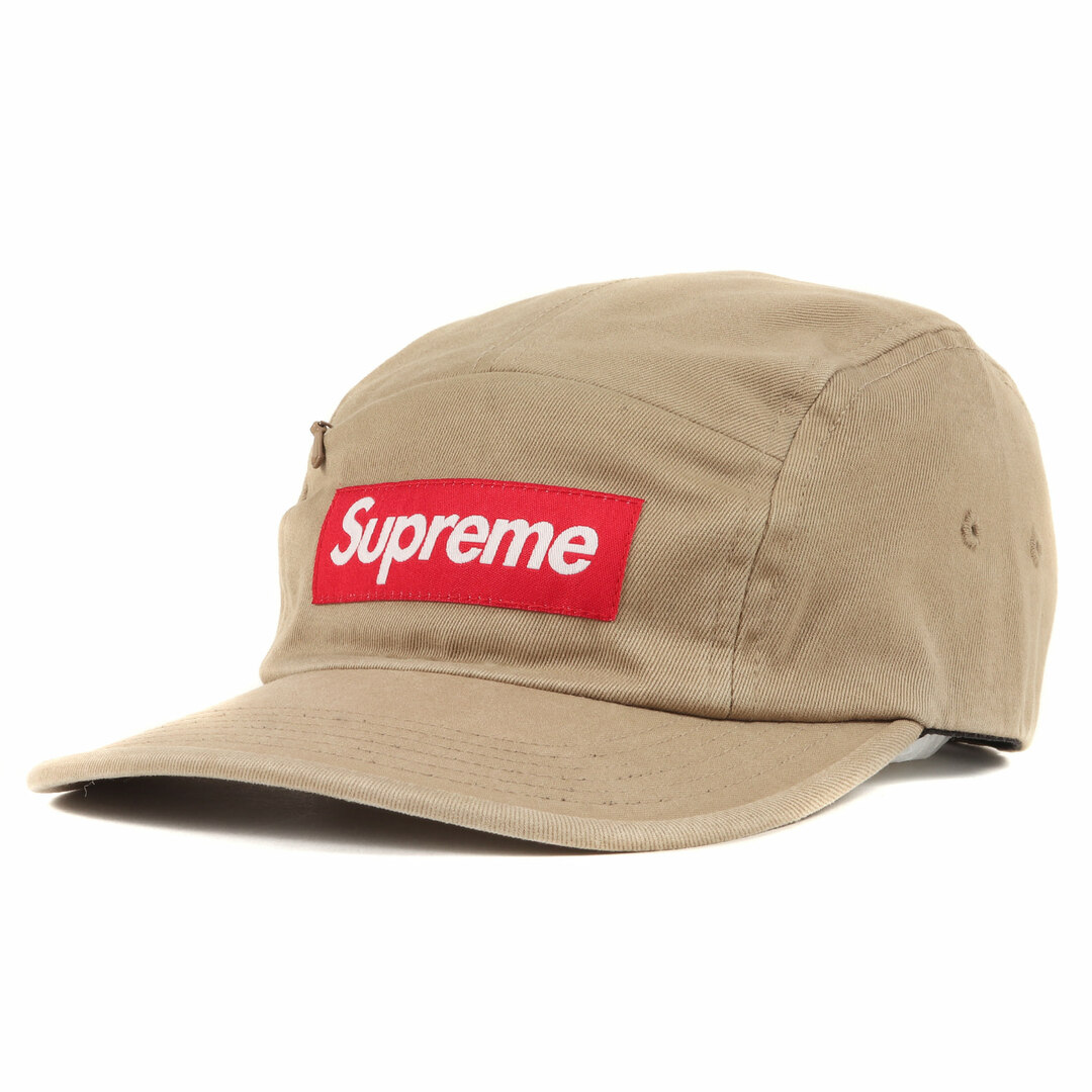 Supreme シュプリーム キャップ フロント パネル ジップ キャンプキャップ Front Panel Zip Camp Cap 17SS タン BOX LOGO ボックスロゴ 帽子 【メンズ】【美品】