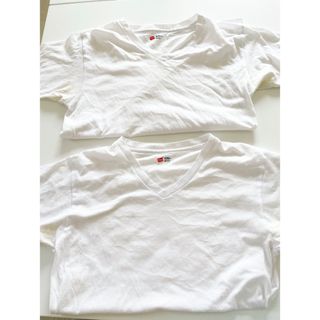 ヘインズ(Hanes)のHanes ホワイト　VネックTシャツ　2枚セット(Tシャツ/カットソー(半袖/袖なし))