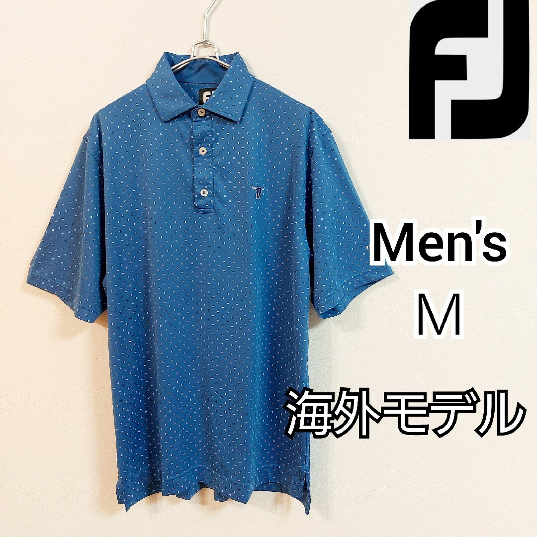 FootJoy(フットジョイ)の【FJ】美品フットジョイ 海外モデル半袖シャツ ゴルフ メンズＭ ブルー系大きめ スポーツ/アウトドアのゴルフ(ウエア)の商品写真