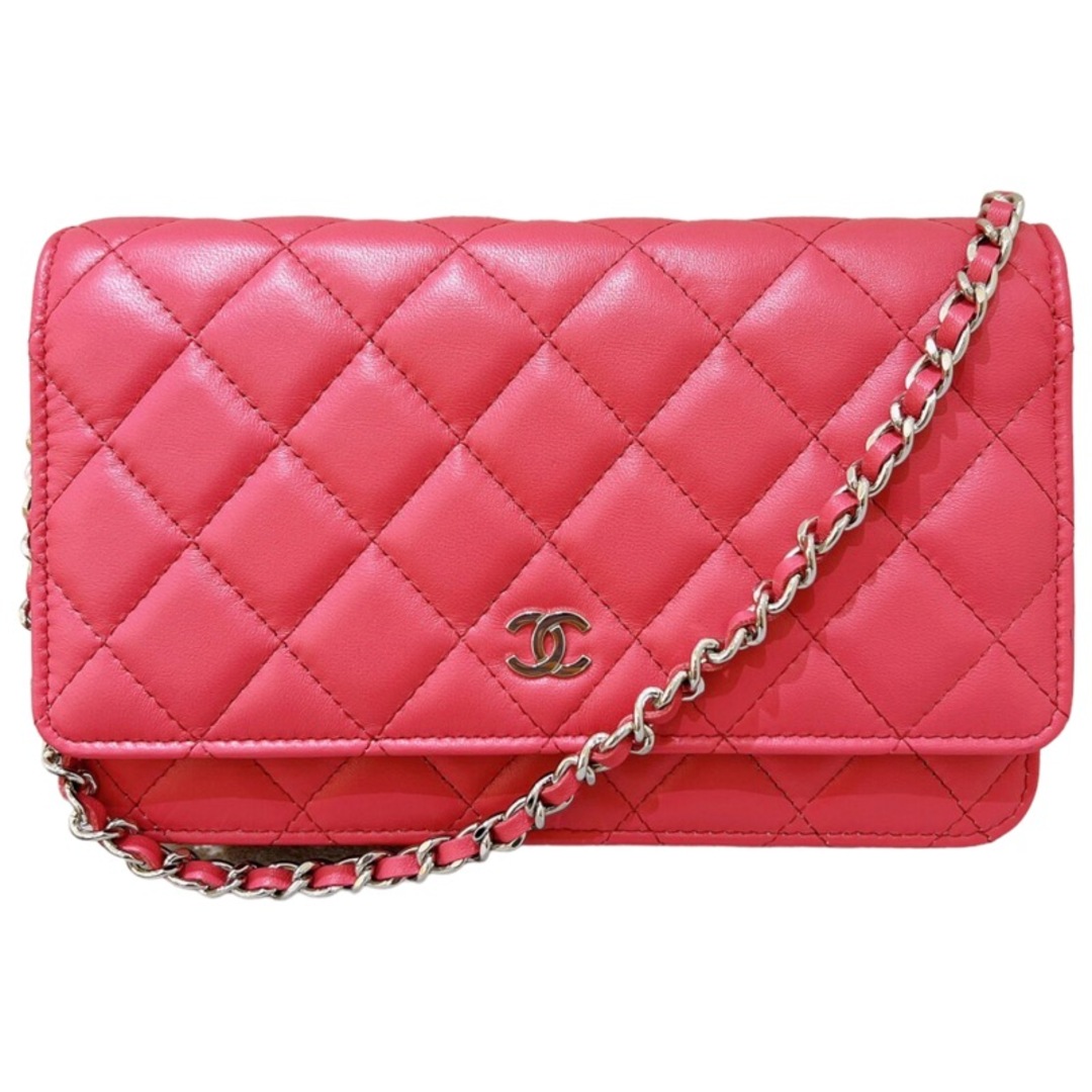 約19cm高さシャネル CHANEL マトラッセ クラシックチェーンウォレット AP0250 ピンク ラムスキン レディース ショルダーバッグ