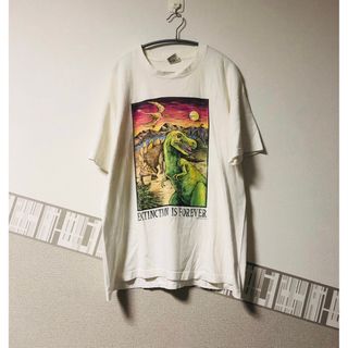 アンビル(Anvil)のUSA製　恐竜　アート　Tシャツ　古着(Tシャツ/カットソー(半袖/袖なし))