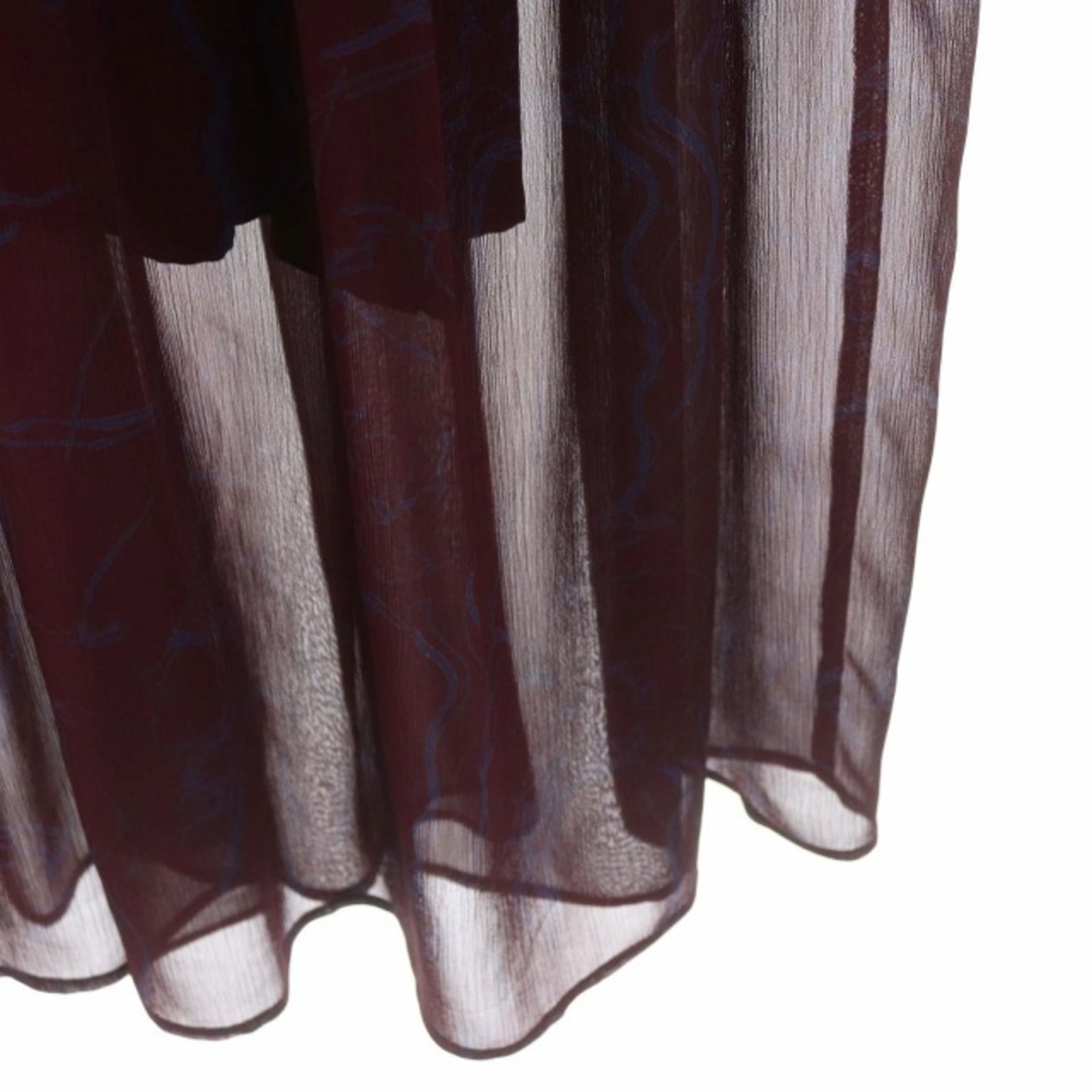 STUNNING LURE(スタニングルアー)のスタニングルアー タックスカート 総柄 ロング シアー フレア 1 ボルドー 紺 レディースのスカート(ロングスカート)の商品写真