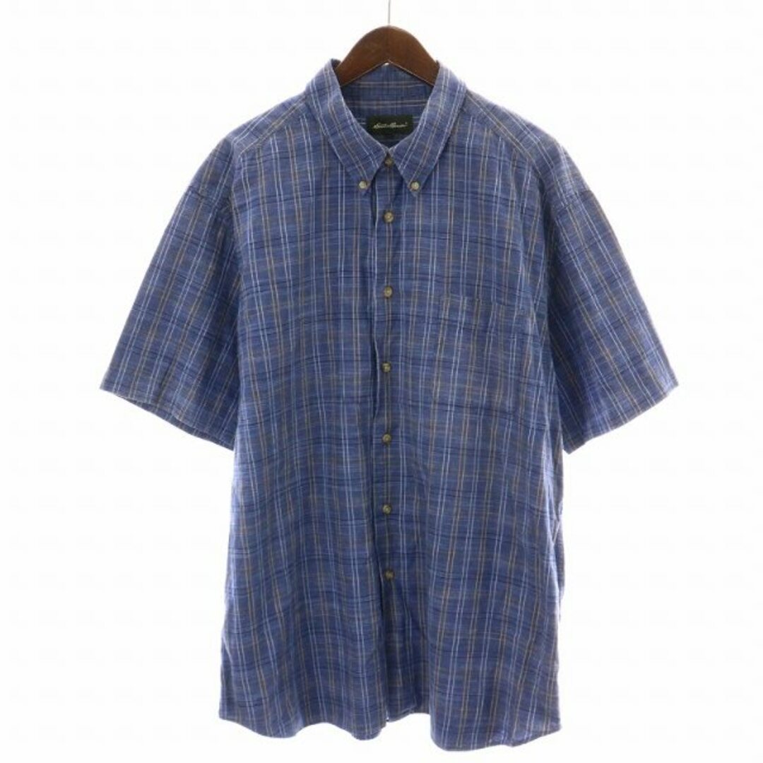 EDDIE BAUER ボタンダウンシャツ カジュアルシャツ 半袖 XL 青
