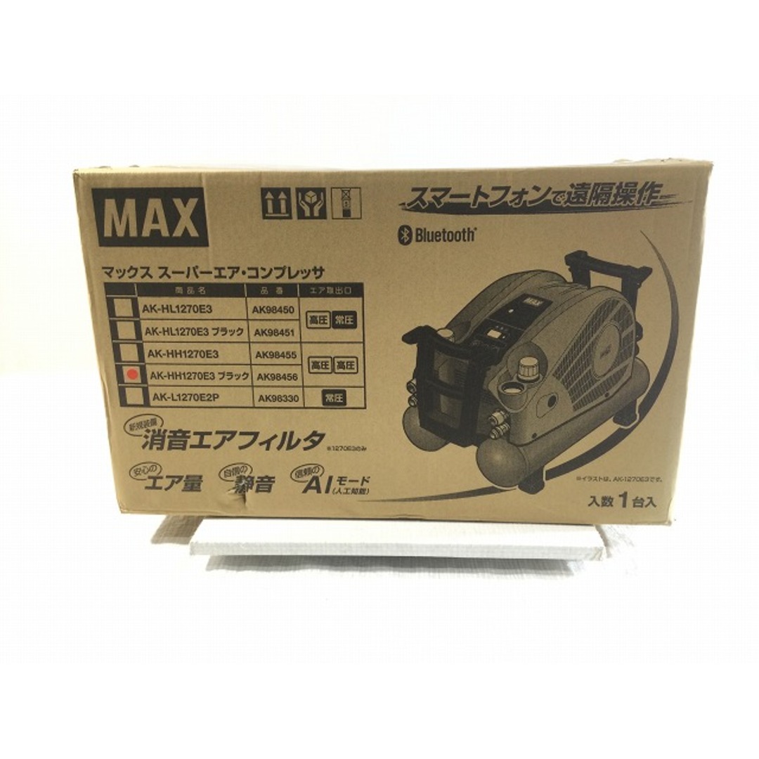 ☆未使用品☆MAX マックス 高圧 4口 エアーコンプレッサ AK-HH1270E3/AK-HH1270EⅢ 黒/ブラック Bluetooth付き エアツール 74499