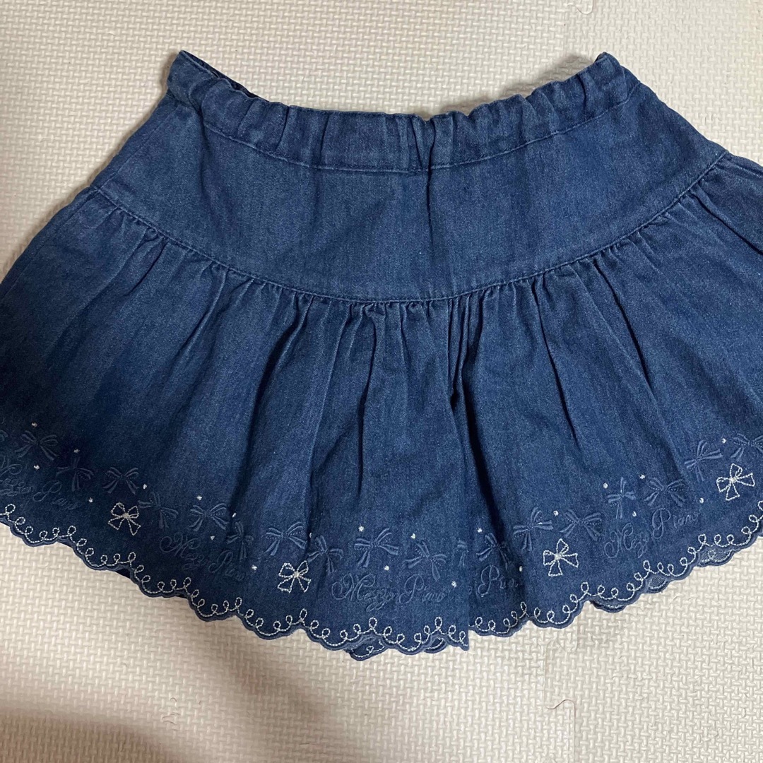 mezzo piano(メゾピアノ)のメゾピアノのデニムキュロット キッズ/ベビー/マタニティのキッズ服女の子用(90cm~)(スカート)の商品写真