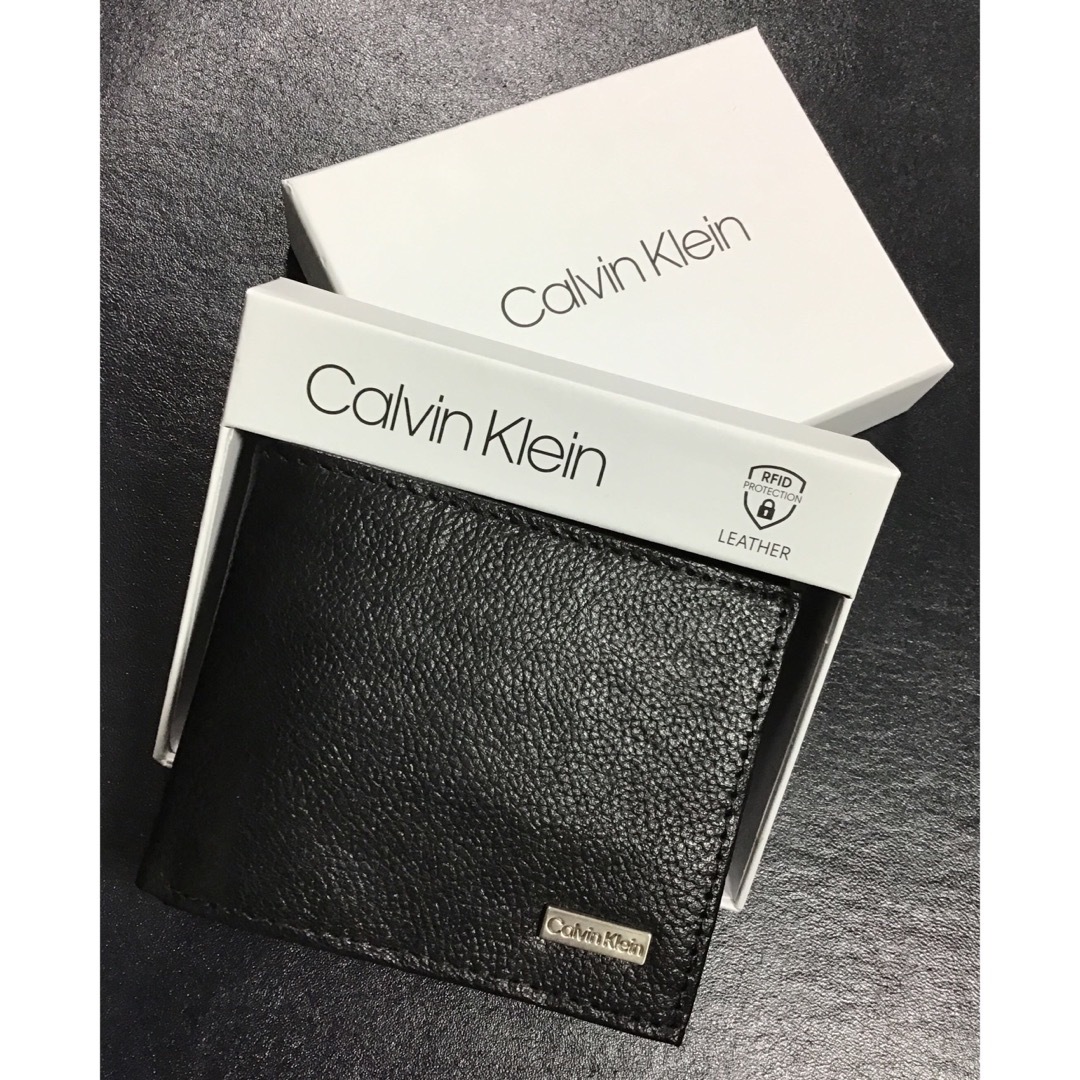 新品　Calvin Klein メンズ ウォレット ブラック スリム 折財布