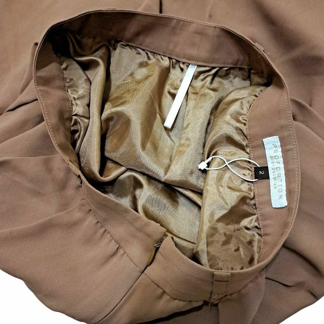 【プロポーションボディドレッシング】タックミニスカート シフォン 茶色 2 M レディースのスカート(ミニスカート)の商品写真