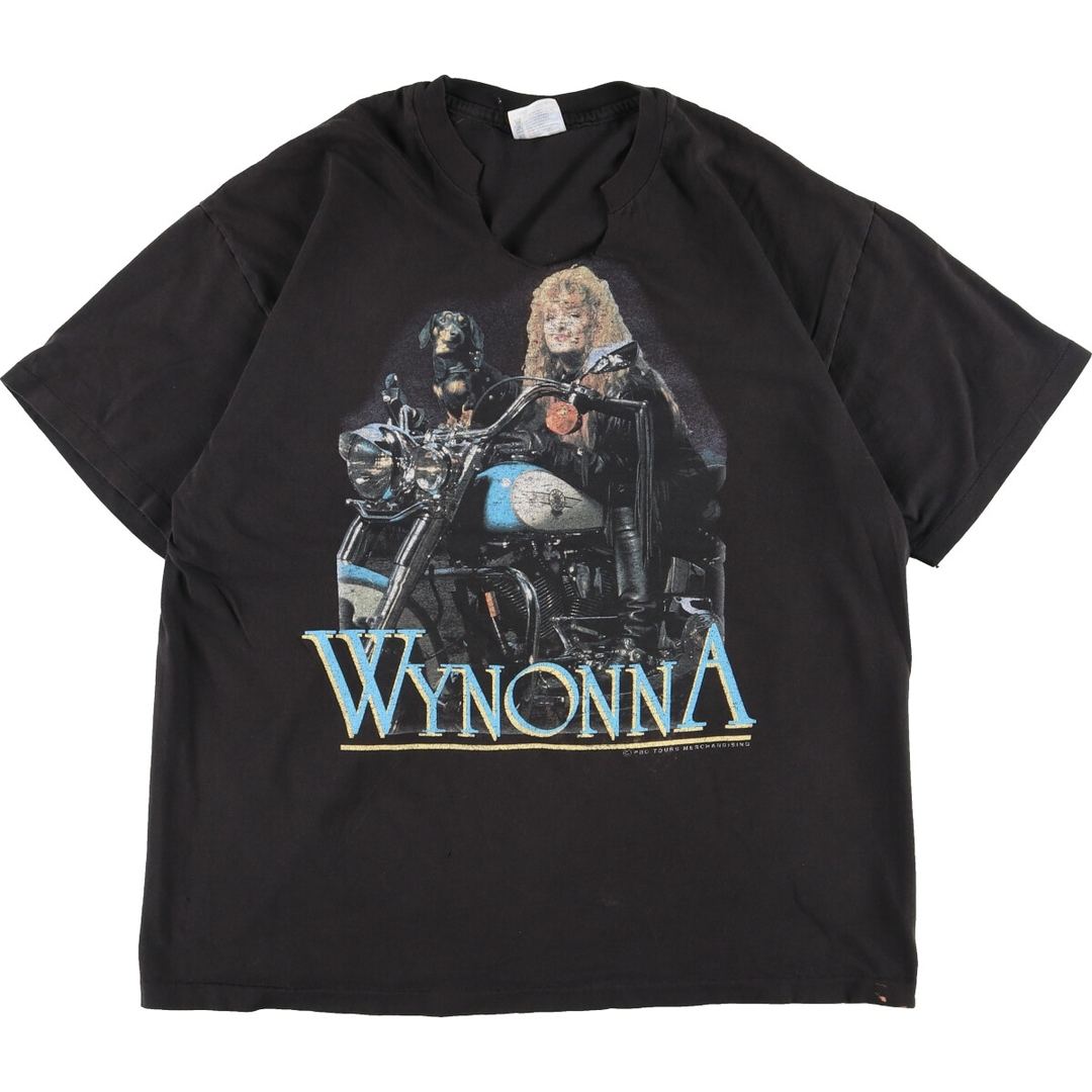 コットン100%色90年代 ヘインズ Hanes WYNONNA ワイノナジャッド 両面プリント 襟カットオフ バンドTシャツ バンT USA製 メンズL ヴィンテージ /eaa346392