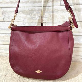 コーチ(COACH)の<美品>コーチ　ショルダーバッグ　斜め掛け　ワイン　本革　58036 (ショルダーバッグ)