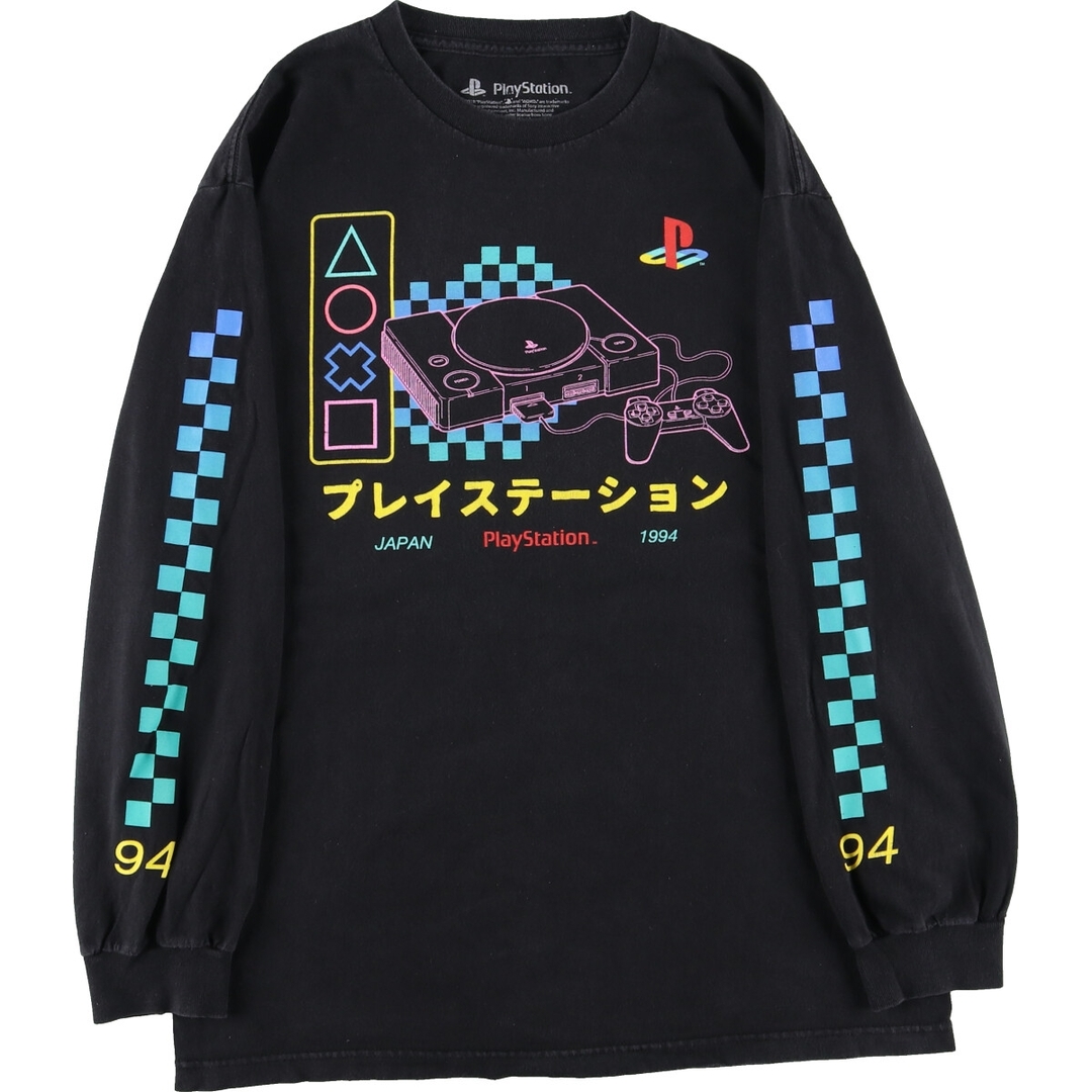 Play Station プレイステーション 袖プリント ロングTシャツ ロンT メンズM /eaa350297