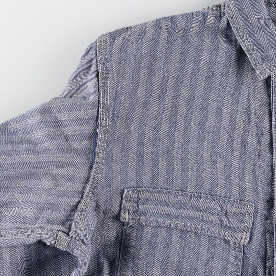 古着 60~70年代 シアーズ Sears HBT ヘリンボーンツイル ストライプ柄 長袖 オールインワン つなぎ メンズL ヴィンテージ /eaa341930