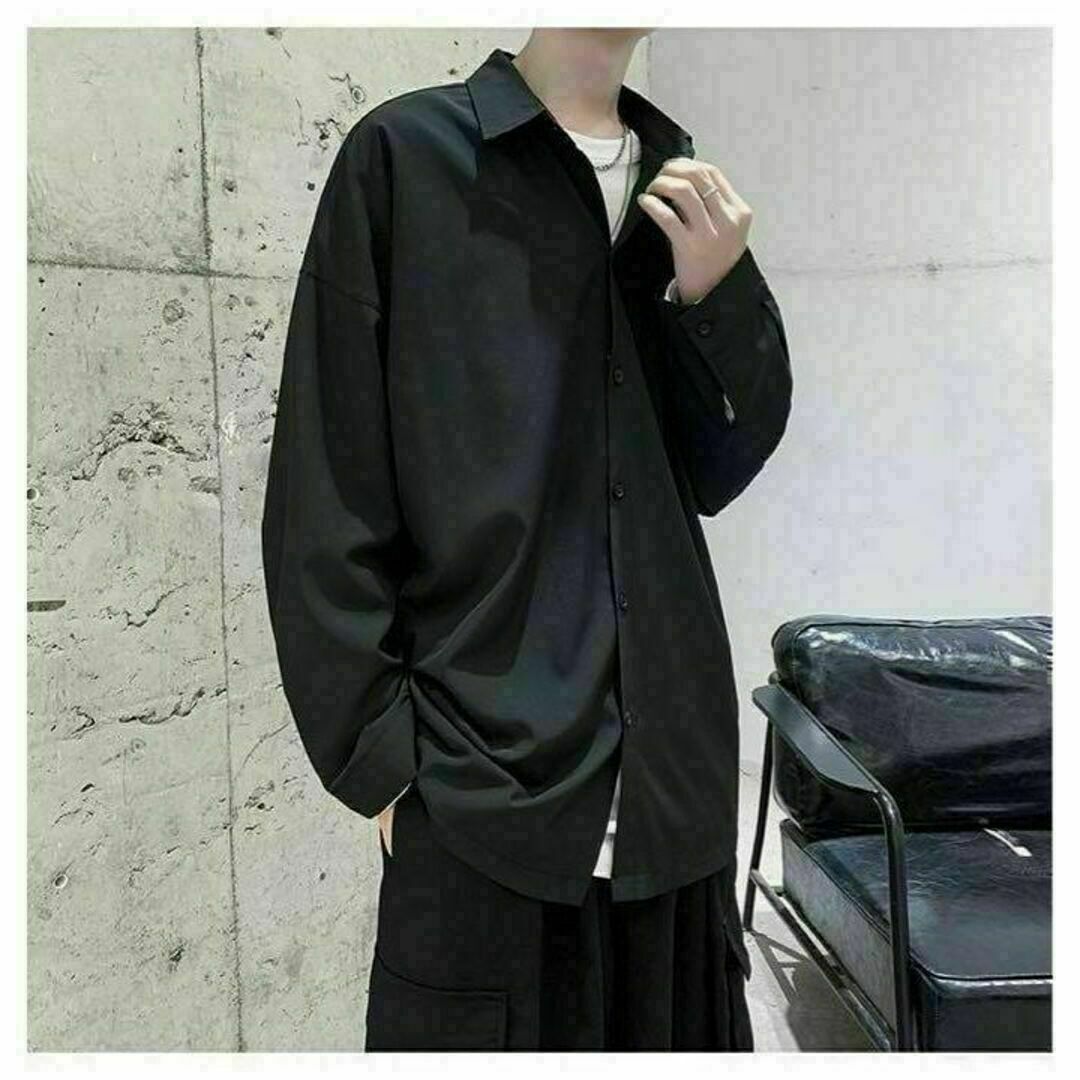 メンズ シャツ 長袖 涼しい オーバーサイズ サテン 黒 シャツ メンズ シャツ 長袖 涼しい オーバーサイズ サテン 黒 シャツ