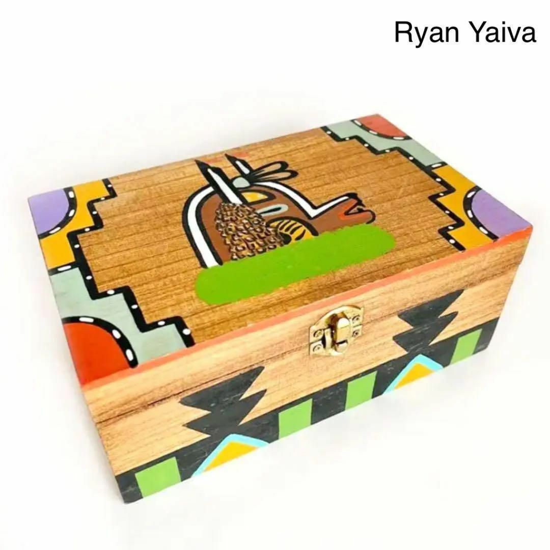 ホピ族 Ryan Yaiva作 木製ボックス Lサイズ 小物入れ 木箱 ボックス