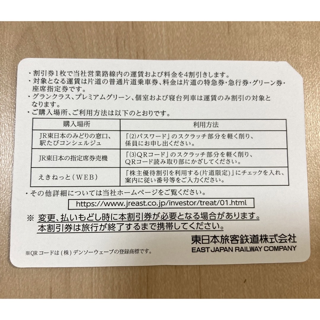 専用　JR東日本　株主優待割引券2枚セット チケットの乗車券/交通券(鉄道乗車券)の商品写真