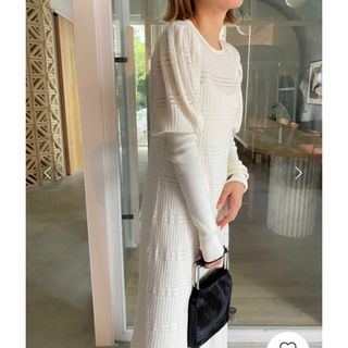 アメリヴィンテージ(Ameri VINTAGE)の2WAY PUFF SLEEVE PATTERN KNIT DRESS(ロングワンピース/マキシワンピース)