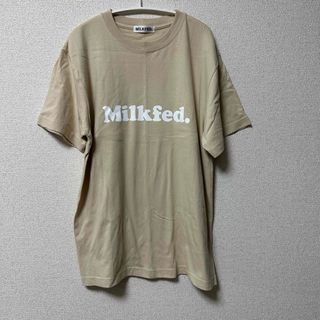 ミルクフェド(MILKFED.)の【着用１回】ミルクフェド　 ロゴTシャツ　ベージュ(Tシャツ(半袖/袖なし))