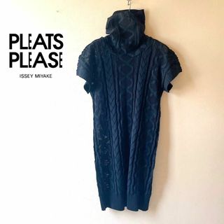 プリーツプリーズイッセイミヤケ(PLEATS PLEASE ISSEY MIYAKE)のチイちゃん様専用✨プリーツプリーズ ✨カッティングケーブルメッシュ ワンピース(ひざ丈ワンピース)