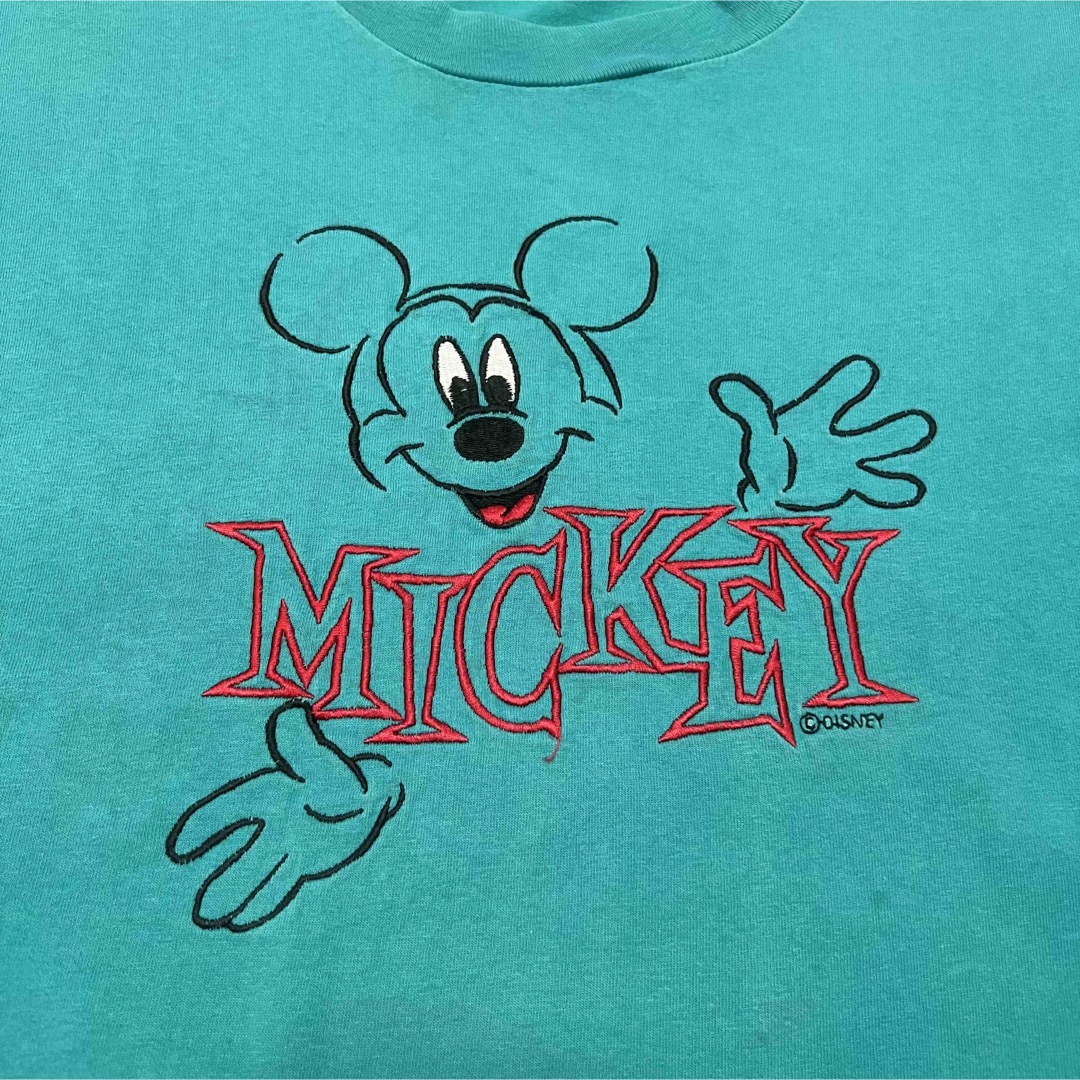 Disney(ディズニー)のディズニー☆USA製ベルバシーンレトロミッキーキャラ刺繍ロゴTシャツ 90s メンズのトップス(シャツ)の商品写真