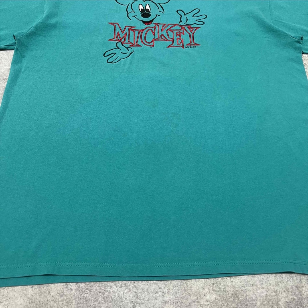 Disney(ディズニー)のディズニー☆USA製ベルバシーンレトロミッキーキャラ刺繍ロゴTシャツ 90s メンズのトップス(シャツ)の商品写真
