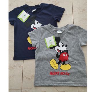 ディズニー(Disney)の新品☆サイズ90 ミッキー　Tシャツ　グレー　ネイビー(Tシャツ/カットソー)