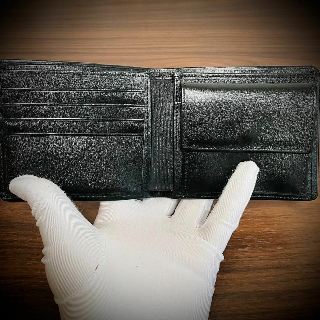 シャイニング クロコダイル メンズ財布 二つ折り 財布 ネイビー 証明証付 5