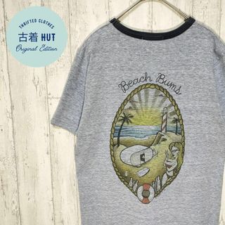 ラディアル(RADIALL)のラディアル　リンガーTシャツ　染み込みプリント　バックプリント　グレー　ビーチ(Tシャツ/カットソー(半袖/袖なし))