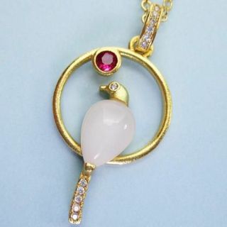 新品 cz ジルコニア 小鳥 ネックレス 止まり木 文鳥 インコ アクセサリー(ネックレス)