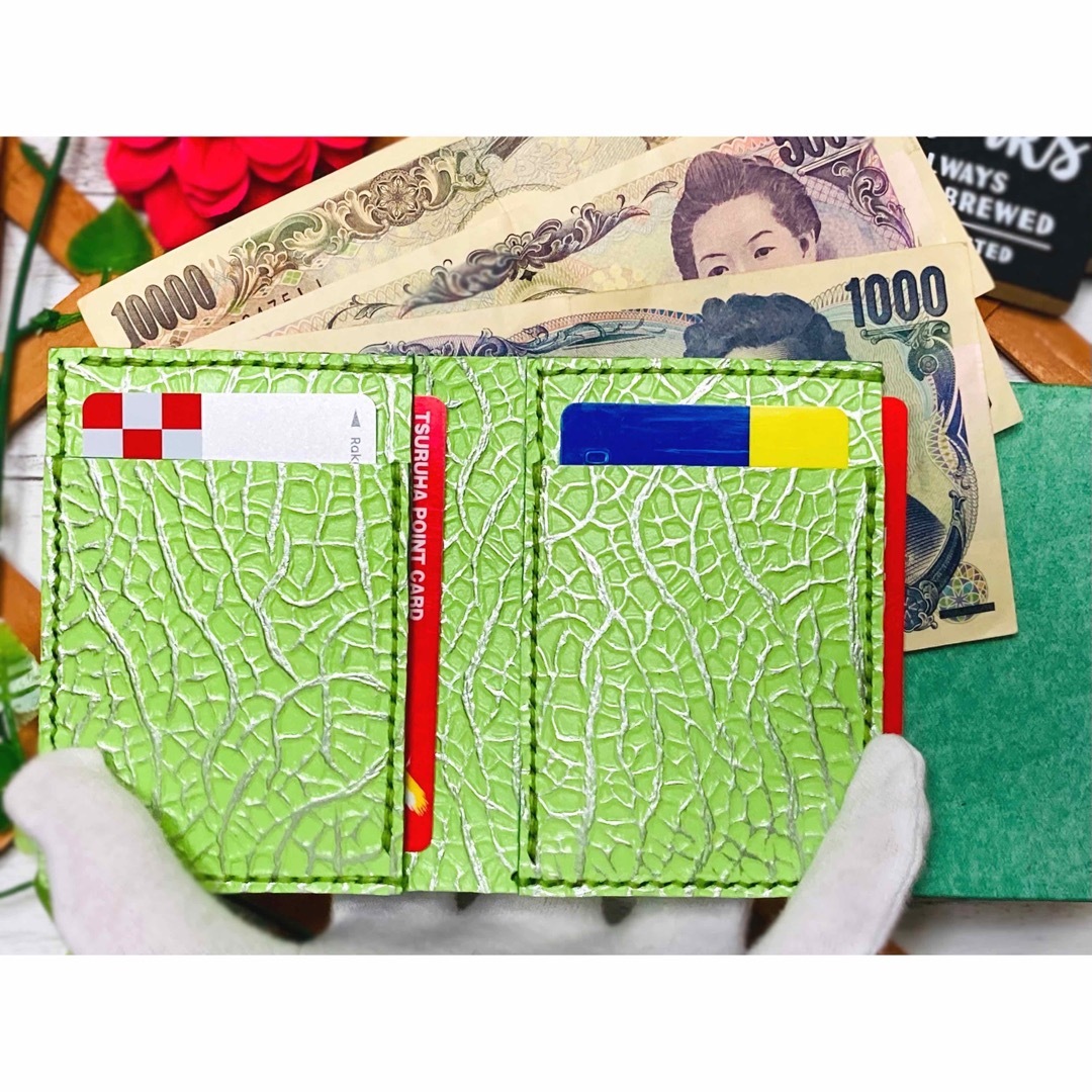 ❤【新色♪】【高級感×可愛い♪】大人オシャレながま口付き総本革ミニ財布♪メロン柄