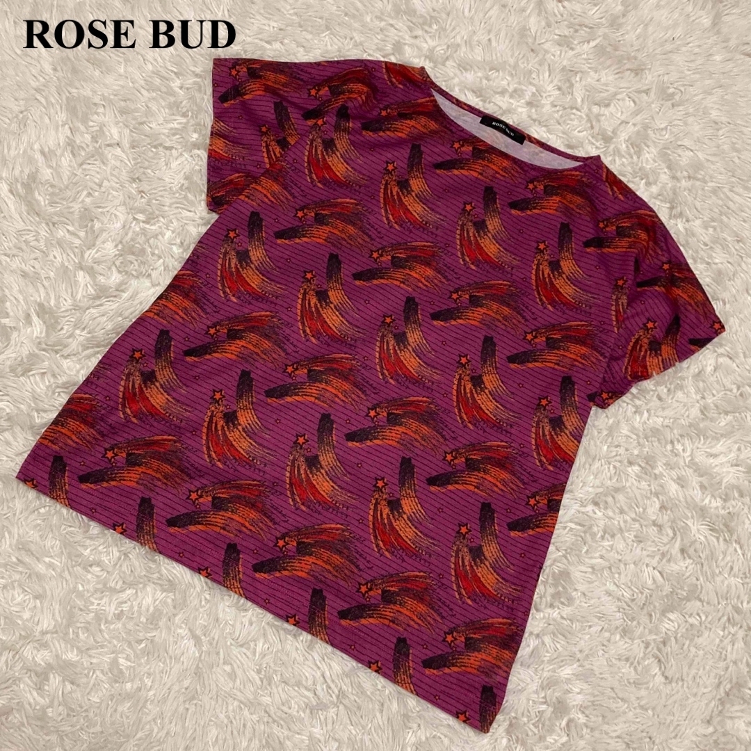 ROSE BUD(ローズバッド)のROSE BUD カットソー Tシャツ 流れ星 良品 レディースのトップス(Tシャツ(半袖/袖なし))の商品写真