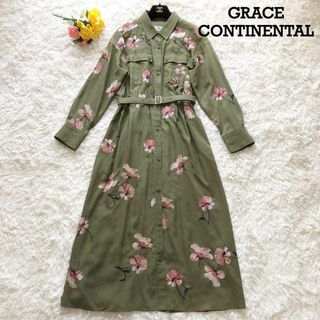 グレースコンチネンタル(GRACE CONTINENTAL)の美品✨グレースコンチネンタル ロングワンピース 刺繍 花柄 ベルト 2way(ロングワンピース/マキシワンピース)