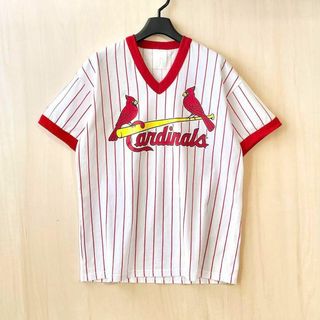 マジェスティック(Majestic)のマジェスティック　MLB カージナルス　ベースボールTシャツ　古着　ストライプ(Tシャツ/カットソー(半袖/袖なし))