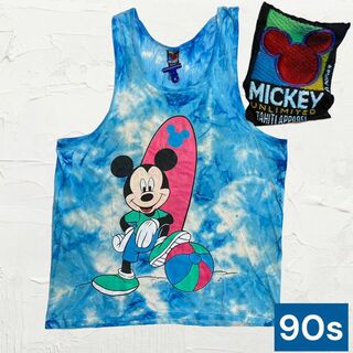 ディズニー(Disney)のMGW タンクトップ ビンテージ 古着 90s 水色 ミッキーマウス　サーフィン(タンクトップ)