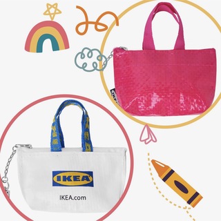 イケア(IKEA)のIKEA クノーリグ キーケース　小物入れ　ホワイト　ピンク ミニバッグ 2個(キーホルダー)