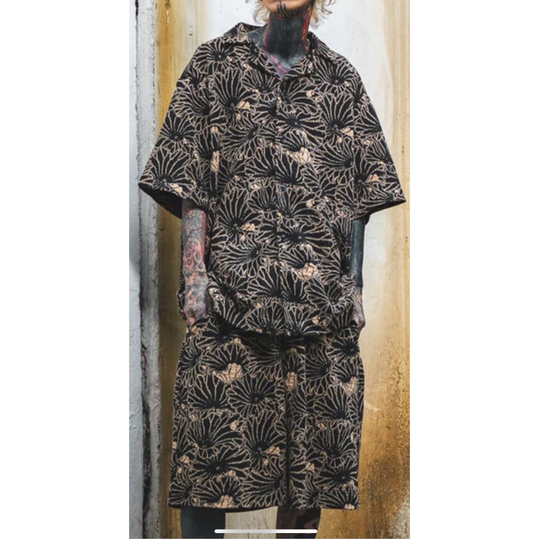 黒タタキSL/朱天黒 GAKKIN ジャカード黒蓮葉 シャツL、ショーツMセット