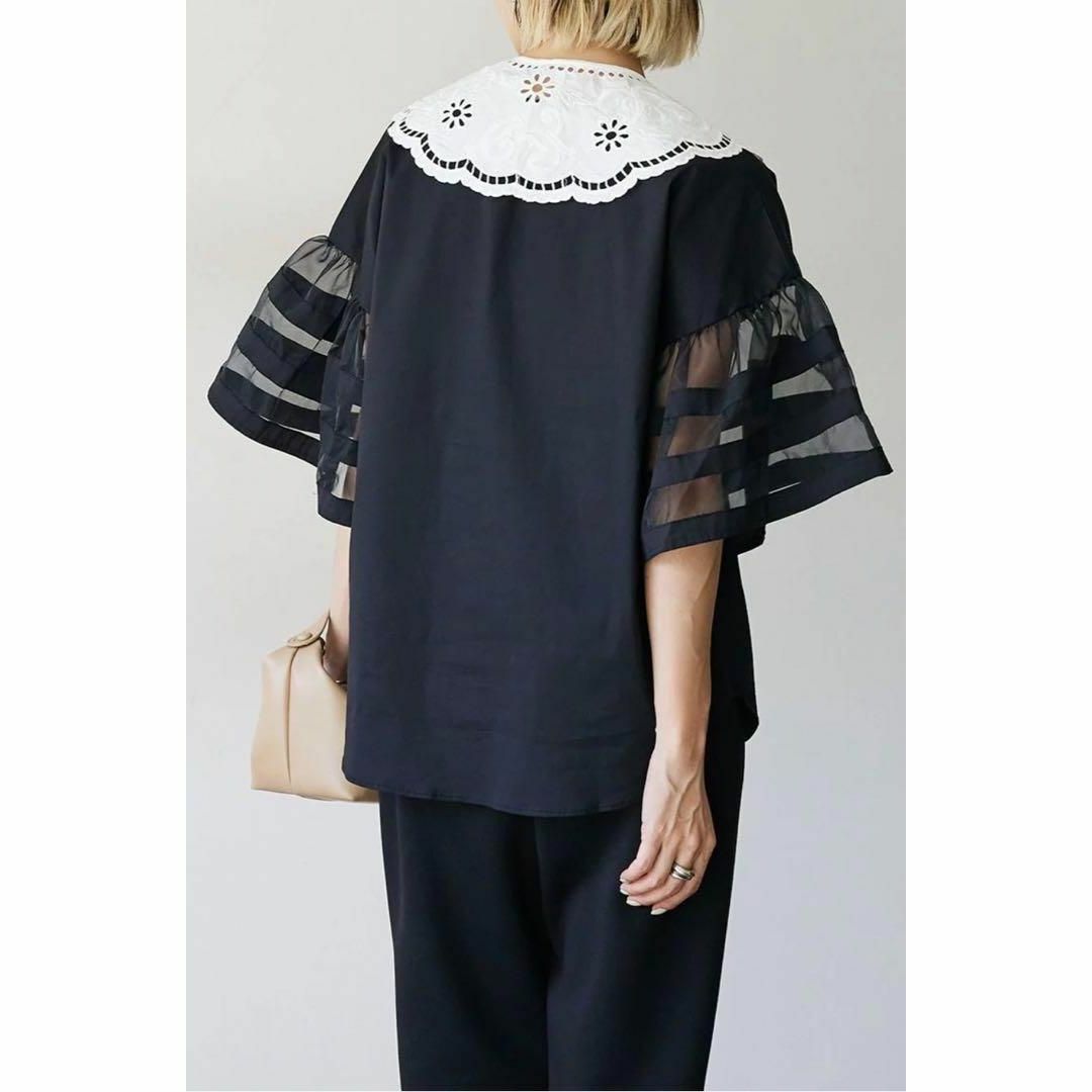 限定価格❣️再入荷❗️オーガンジーラインスリーブトップス ブラック ...